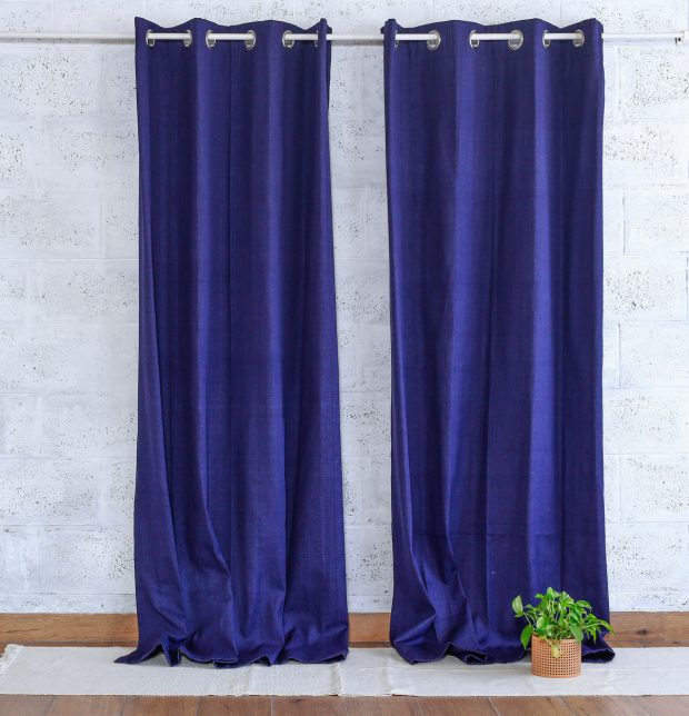 Customizable Curtain, Kadoor Cotton - Indigo Blue