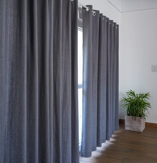 Customizable Curtain, Kadoor Cotton - Slate Grey