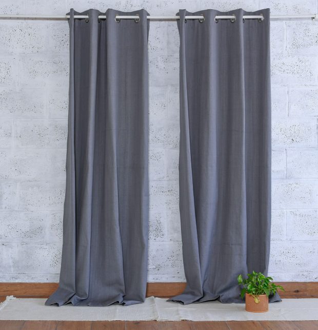 Kadoor Cotton Curtain Slate Grey