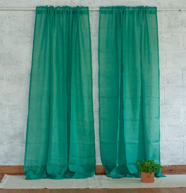 Linen Sheer Curtain Agate Green