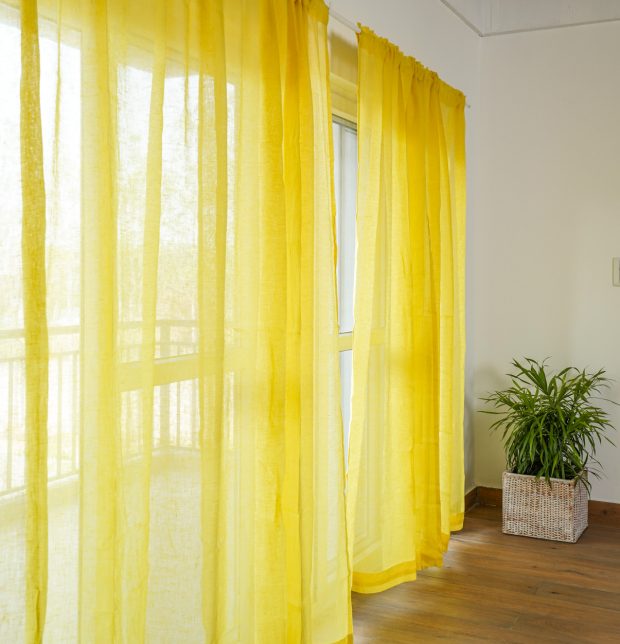 Customizable Linen Sheer Curtain - Custard Yellow