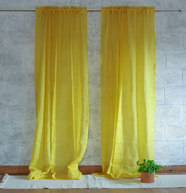Linen Sheer Curtain Custard Yellow