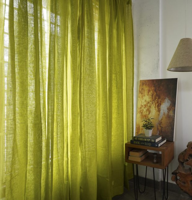 Linen Sheer Curtain Oasis Green