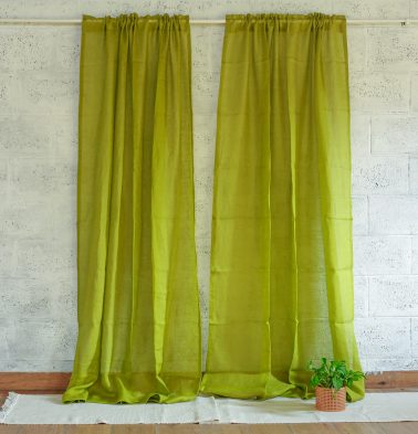 Customizable Linen Sheer Curtain – Oasis Green