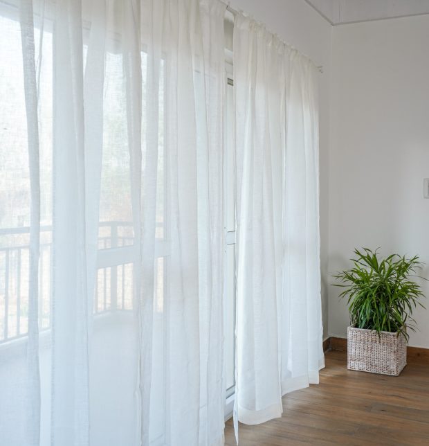 Customizable Linen Sheer Curtain - White