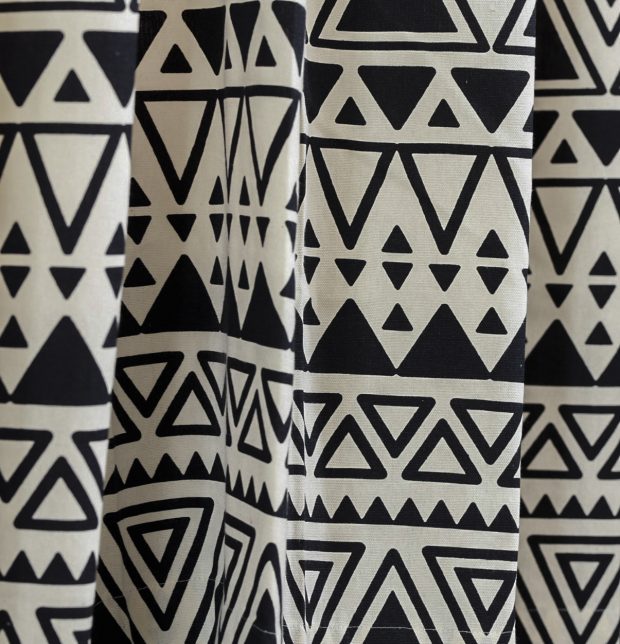 Magic Triangle Cotton Fabric Black/Beige