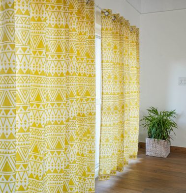 Customizable Curtain, Cotton – Magic Triangle – Yellow