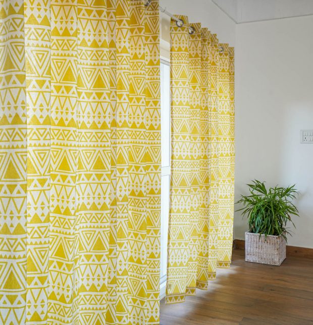 Magic Triangle Cotton Curtain Yellow