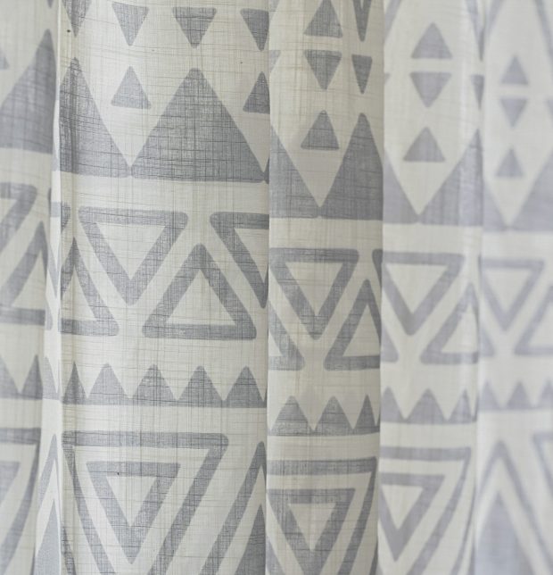 Magic Triangle Slub Sheer Cotton Curtain Grey/Beige