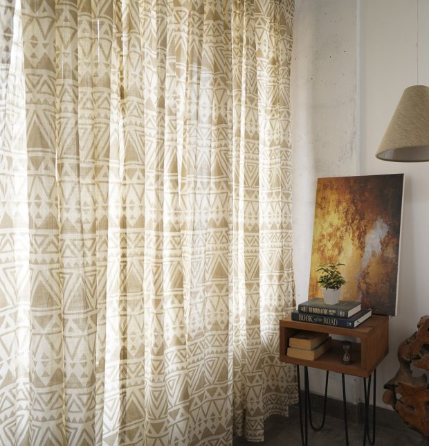 Magic Triangle Slub Sheer Cotton Curtain Safari Beige