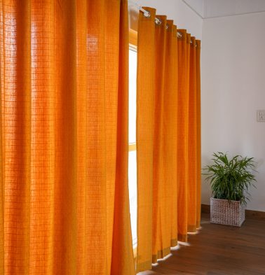Customizable Curtain, Panama Weave Cotton – Golden Glow