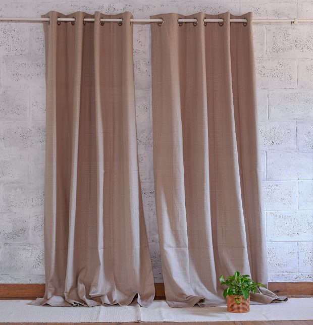 Customizable Curtain, Panama Weave Cotton - Oatmeal Beige