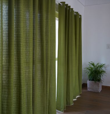 Customizable Curtain, Panama Weave Cotton – Spinach Green