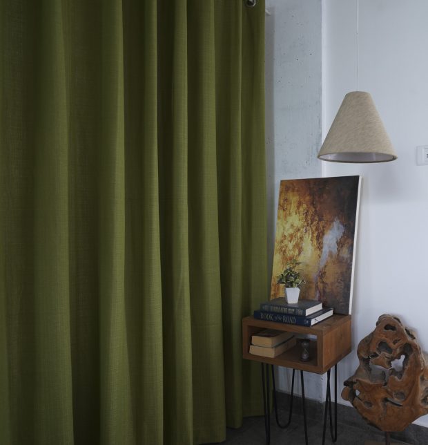 Customizable Curtain, Panama Weave Cotton - Spinach Green