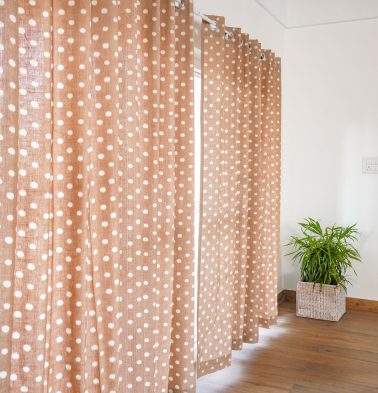 Customizable Polka Dot Curtain, Cotton – Ikat – Peach