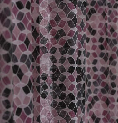 Retro Circles Cotton Slub Sheer Fabric Pink