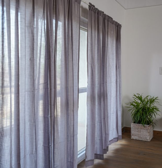 Customizable Sheer Curtain, Slub Cotton - Alloy Grey