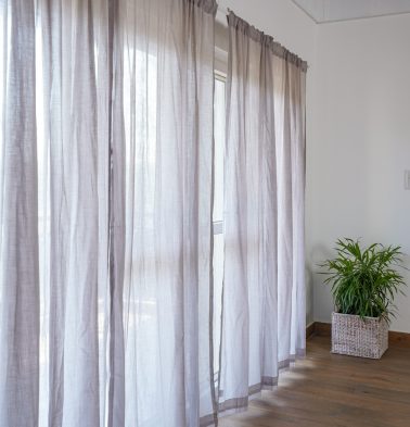 Customizable Sheer Curtain, Slub Cotton – Ash Grey