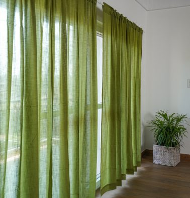 Slub Sheer Cotton Curtain Herbal Green