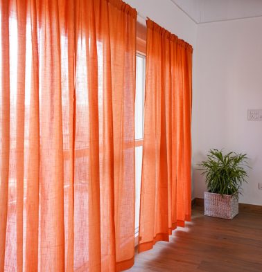 Customizable Sheer Curtain, Slub Cotton – Orange Peel