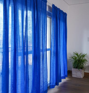 Slub Sheer Cotton Curtain Princess Blue