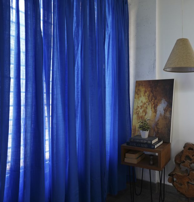 Customizable Sheer Curtain, Slub Cotton - Princess Blue