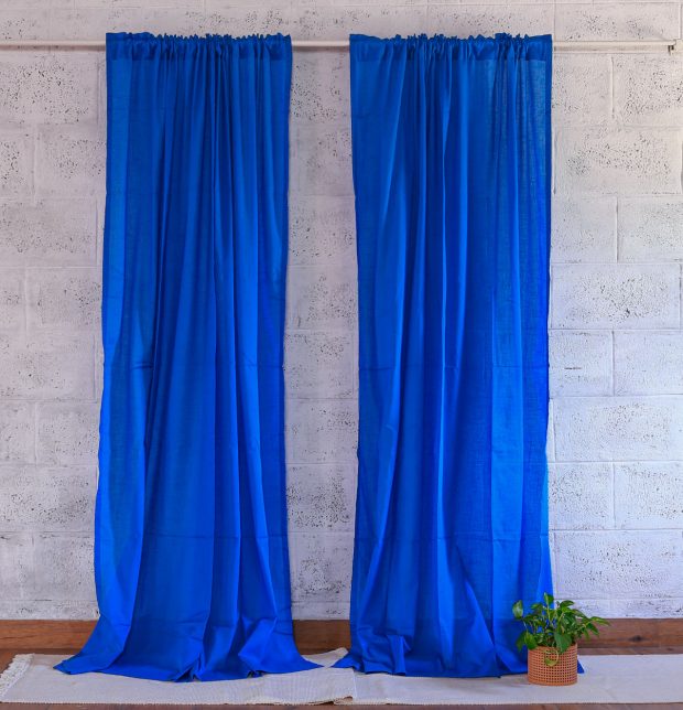 Slub Sheer Cotton Curtain Princess Blue