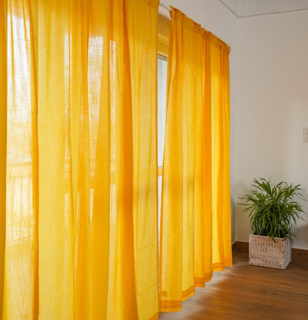 Customizable Sheer Curtain, Slub Cotton - Sunflower Yellow