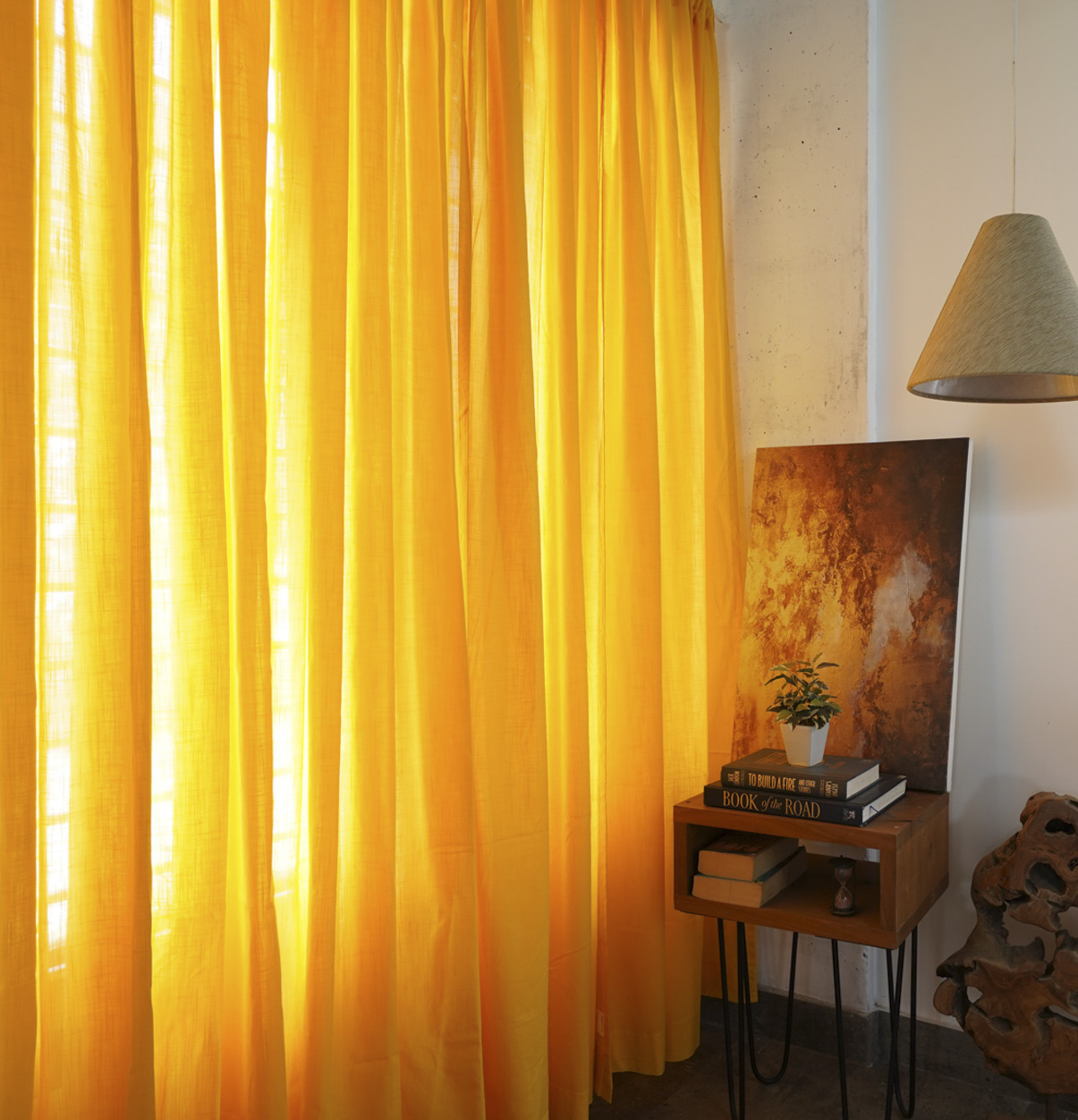 Buy Slub Sheer Cotton Curtain Sunflower Yellow – Thoppia