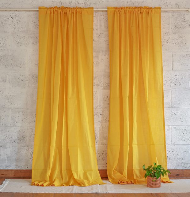 Slub Sheer Cotton Curtain Sunflower Yellow