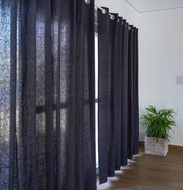 Customizable Curtain, Cotton - Solid - Black