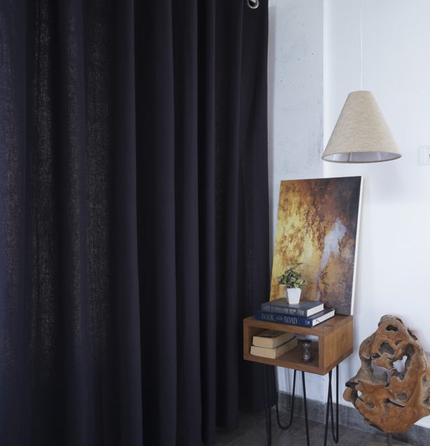 Customizable Curtain, Cotton - Solid - Black