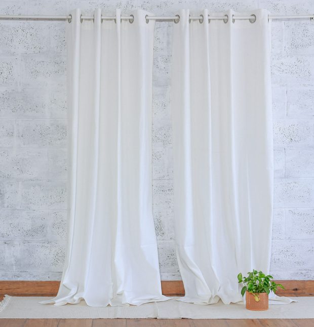 Customizable Curtain, Cotton - Solid - Bleached White