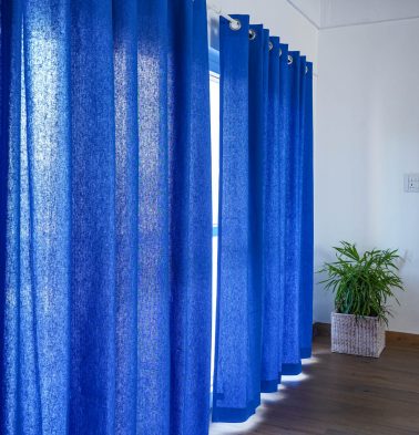 Customizable Curtain, Cotton - Solid - Brilliant Blue