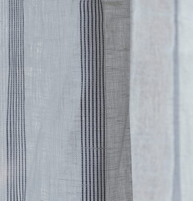 Stripe Linen Sheer Fabric White/Blue