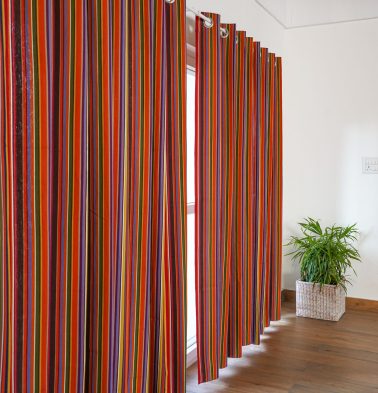 Customizable Curtain, Cotton – Stripe – Multi color