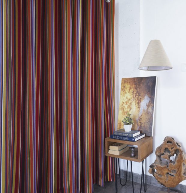 Customizable Curtain, Cotton - Stripe - Multi color