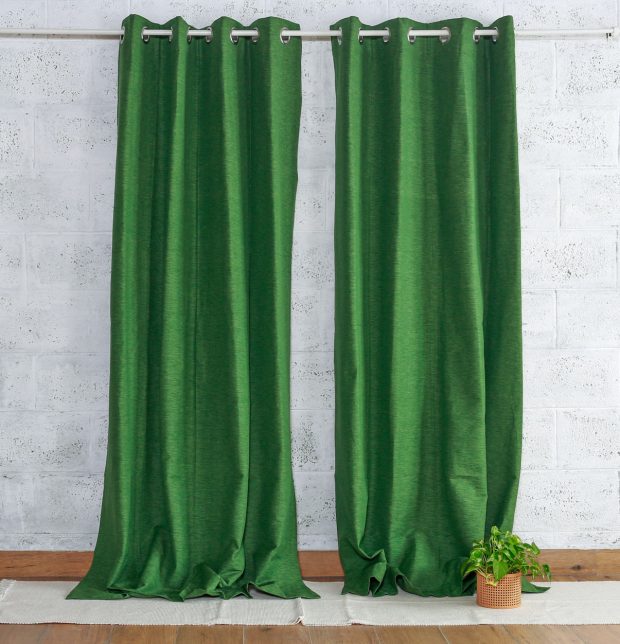 Customizable Curtain, Textura Cotton - Cactus Green