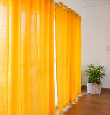 Customizable Curtain, Textura Cotton – Daffodil Yellow