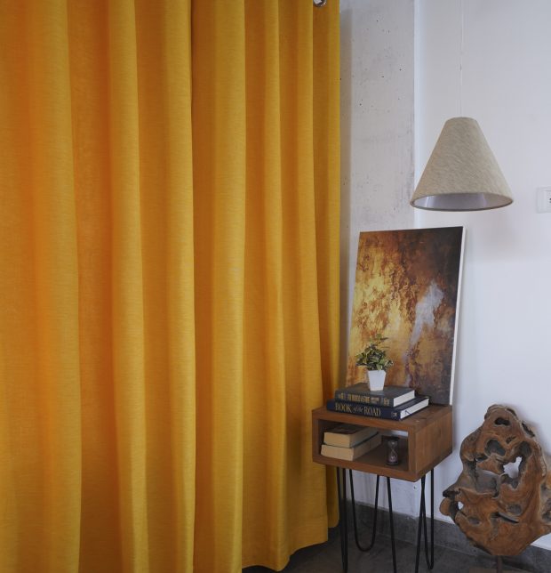 Customizable Curtain, Textura Cotton - Daffodil Yellow