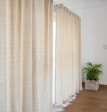 Customizable Curtain, Textura Cotton - Fog Beige