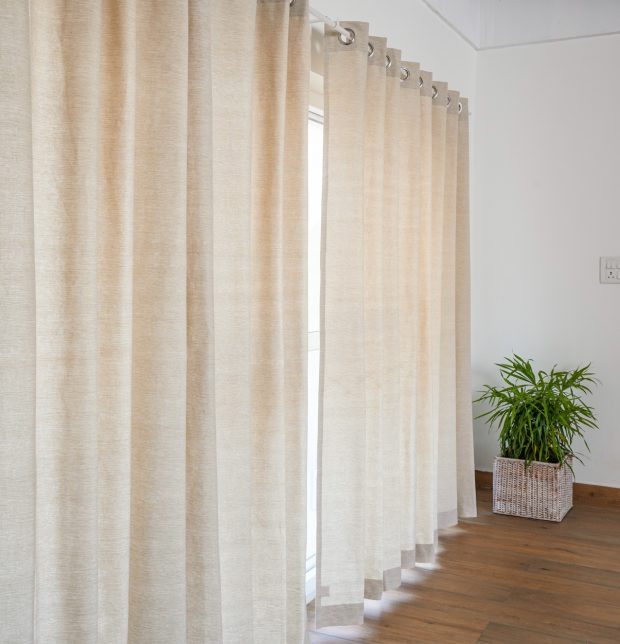 Customizable Curtain, Textura Cotton - Fog Beige
