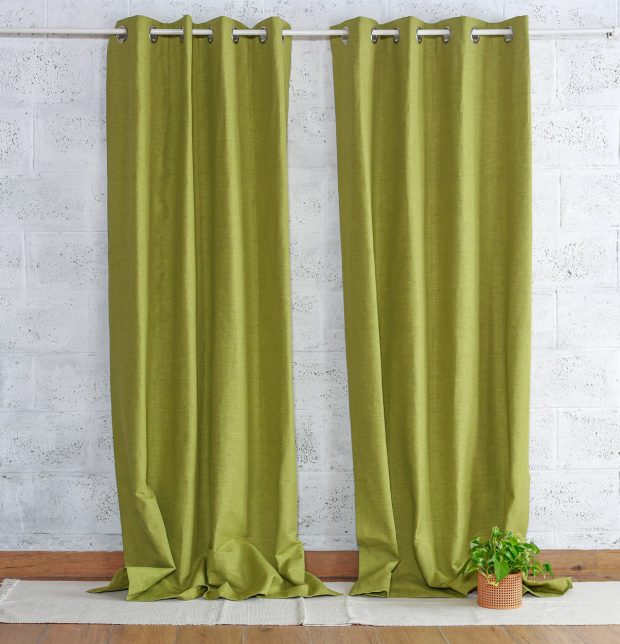 Textura Cotton Curtain Palm Green