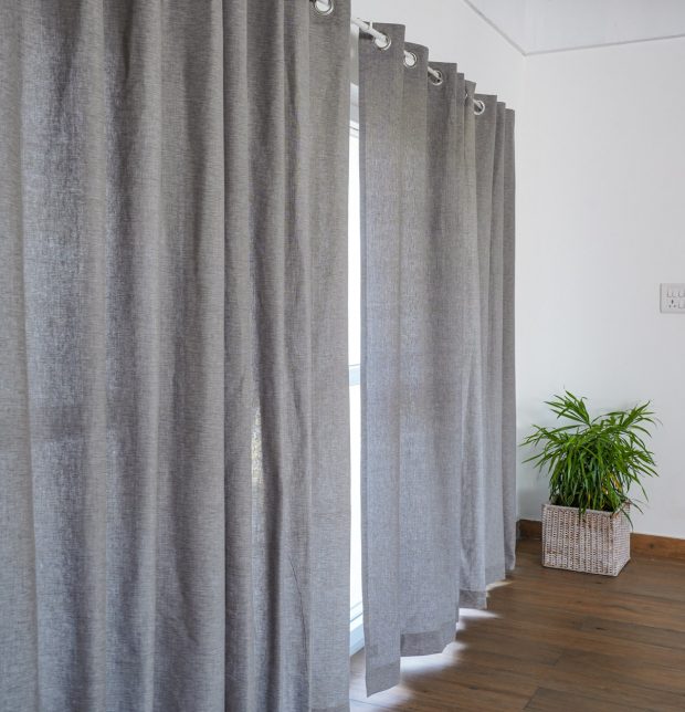 Customizable Curtain, Textura Cotton - Tan Grey