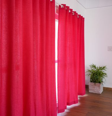 Customizable Curtain, Textura Cotton - Teaberry Pink