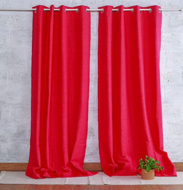 Customizable Curtain, Textura Cotton - Teaberry Pink