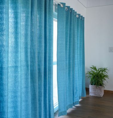 Textura Cotton Curtain Teal Blue