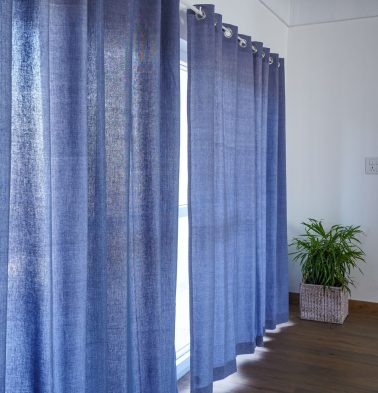 Customizable Curtain, Textura Cotton - Tempest Blue