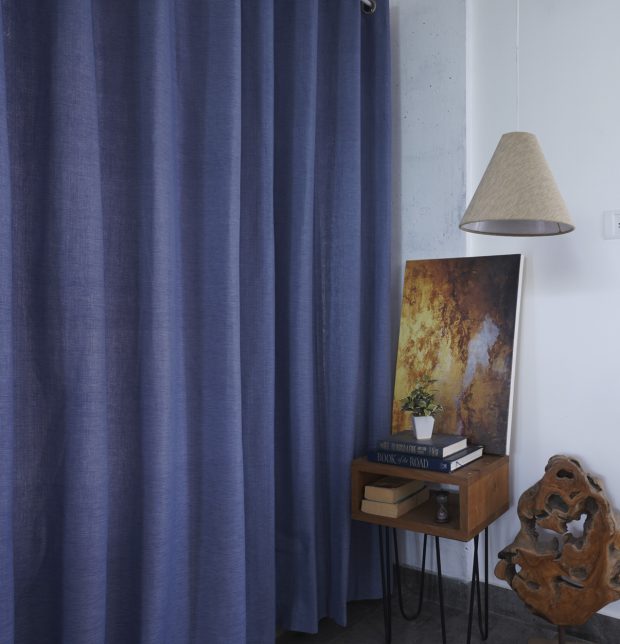 Customizable Curtain, Textura Cotton - Tempest Blue