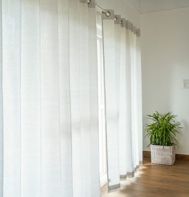 Customizable Curtain, Textura Cotton – Wind Chime White